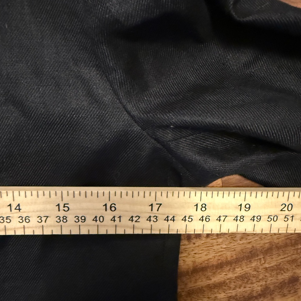 Ralph Lauren Black Collarless Linen Trench Coat - Picture 5 of 6
